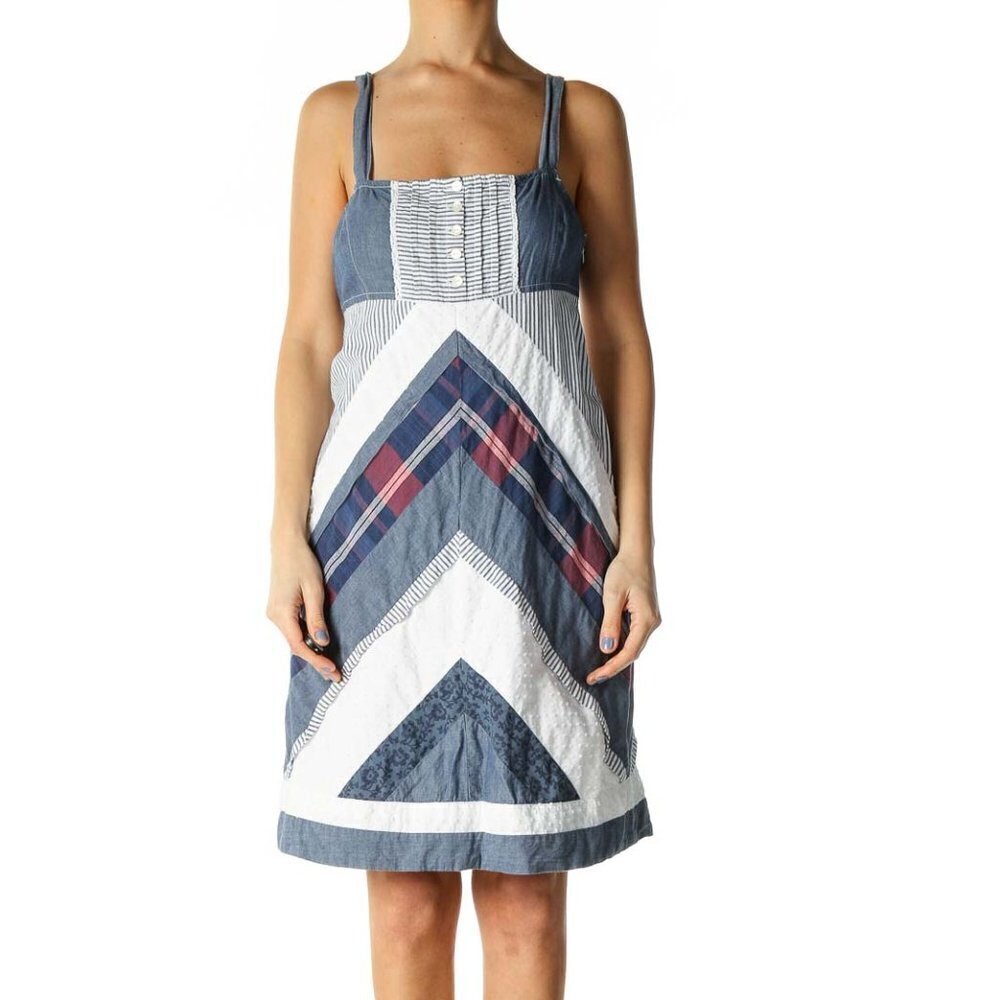 Tommy Hilfiger Blue Patchwork A-Line Dress - Picture 1 of 3
